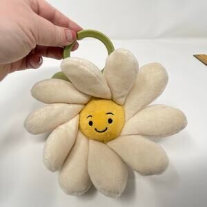 6" Jellycat Fleury Daisy Baby Vibrating White Flower Crinkle Pull Clip Ring